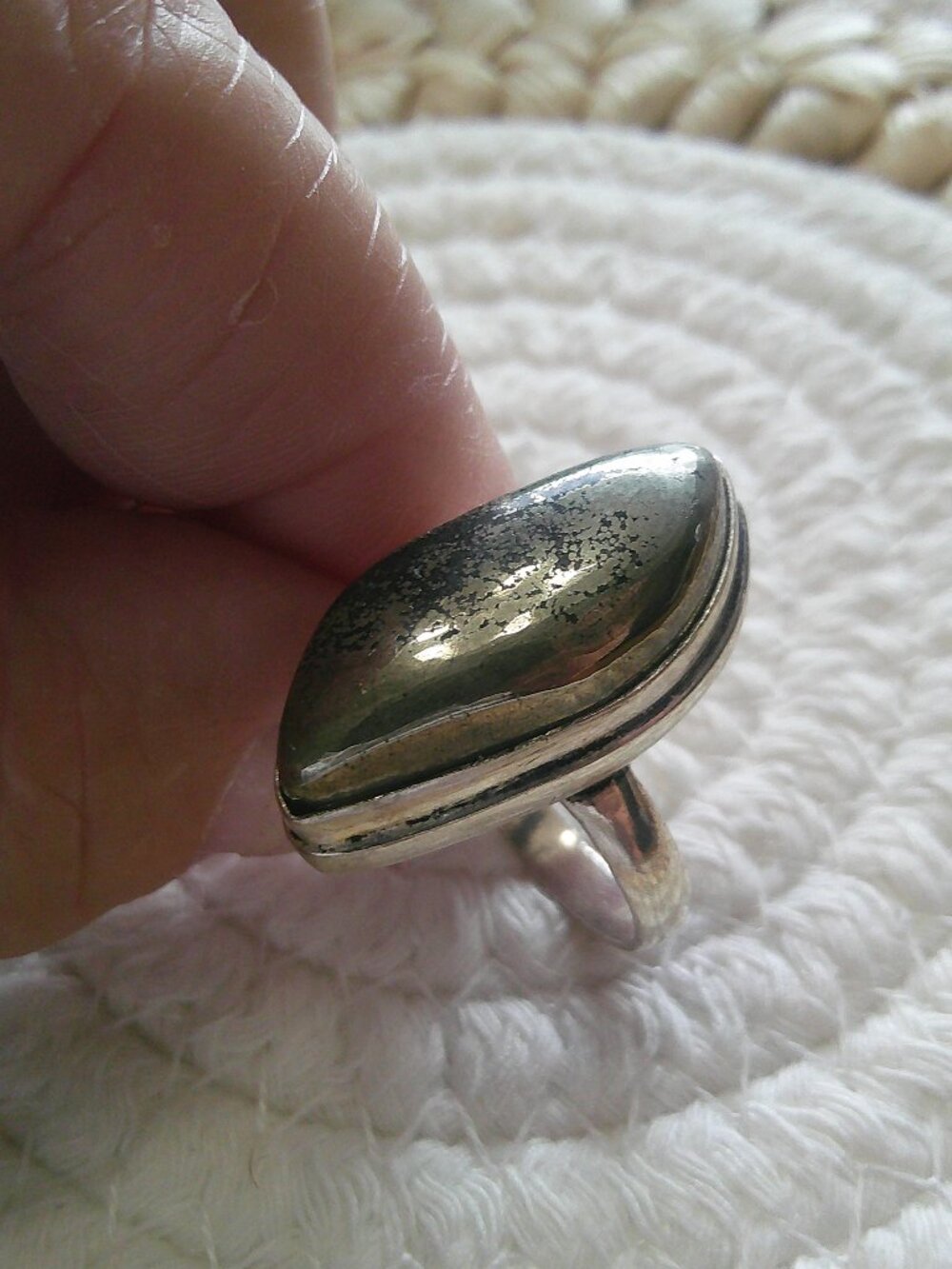 Unique APACHE PYRITE Handmade Sterling 925 Ring Size 8.25 #260F